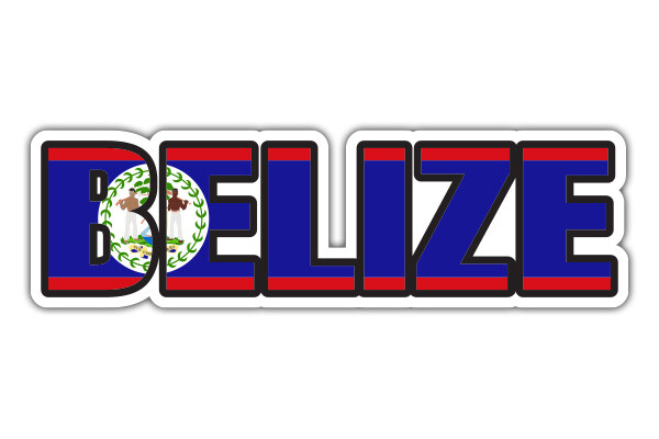 Belize Flag Country Name Vinyl Sticker – SELECT SIZE