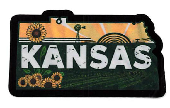 KANSAS STATE SHAPE STICKER SUNFLOWER FARM WINDMILL LAPTOP PHONE FRIDGE SOUVENIR