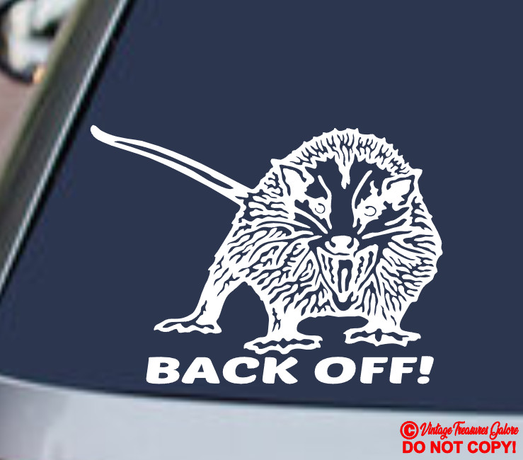 POSSUM “BACK OFF” Vinyl Decal Sticker Car Window Bumper Wall SNARLING OPOSSUM