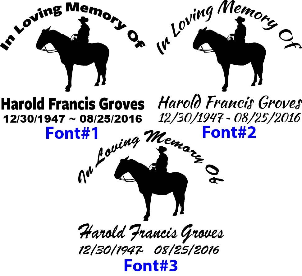 In Loving Memory – Cowboy Horse Farm Barn Sticker Decal Memorial Personalized