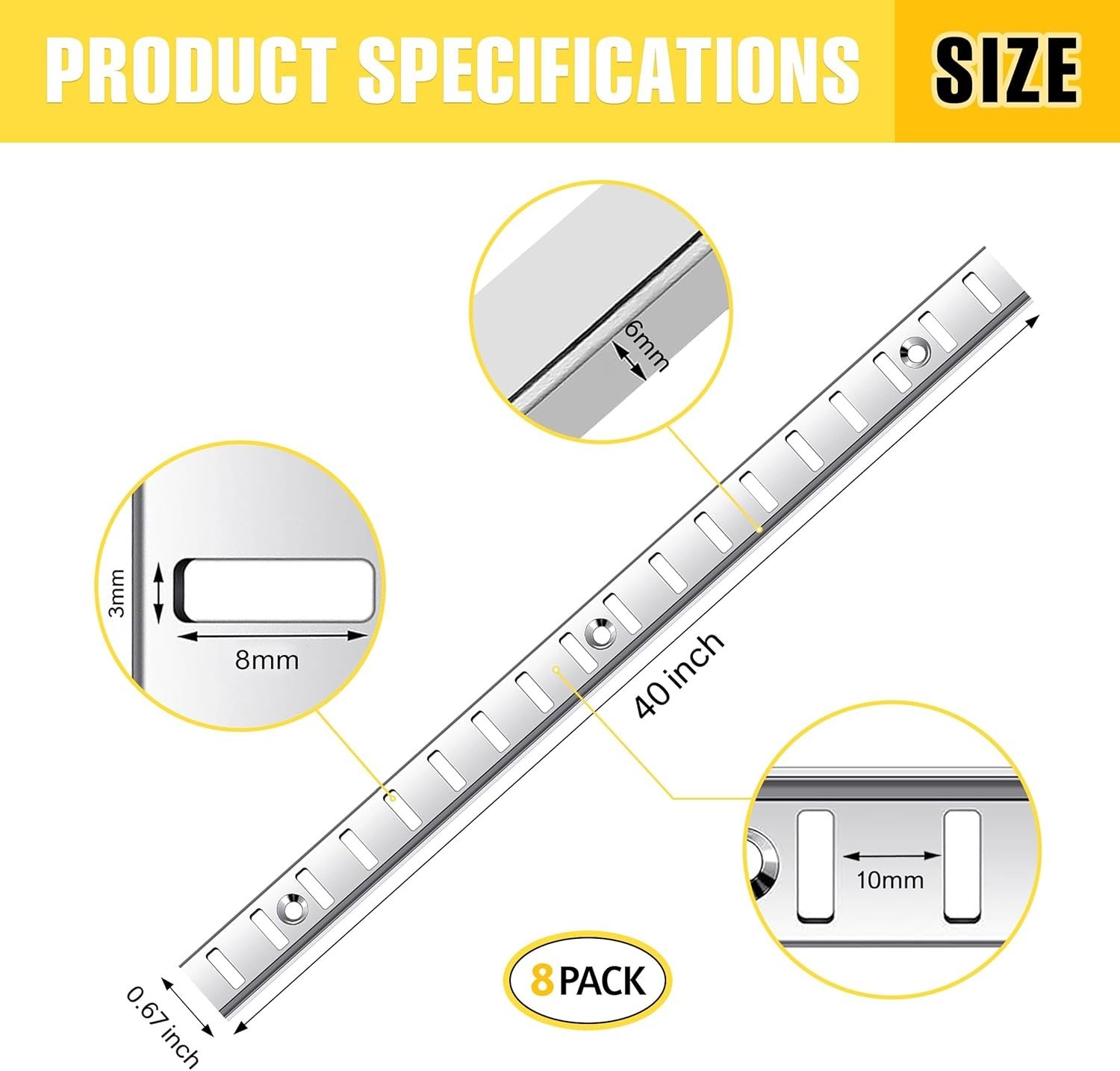 Adjustable Shelf Bracket 40 Inch 8 Pack Silver Pilaster Strips Rail Track Wall