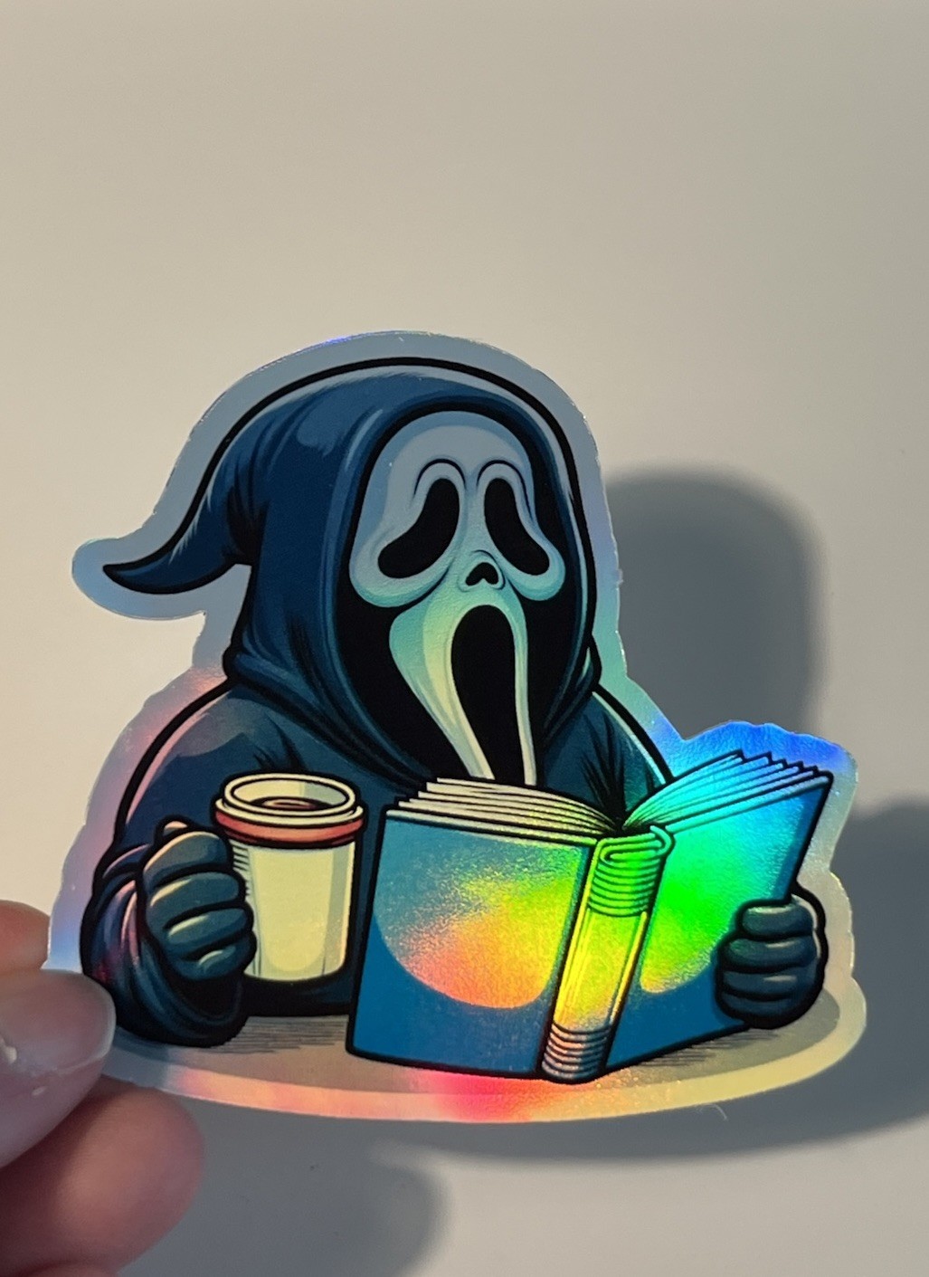 Ghostface Reading Book 3inch Holographic Waterproof sticker