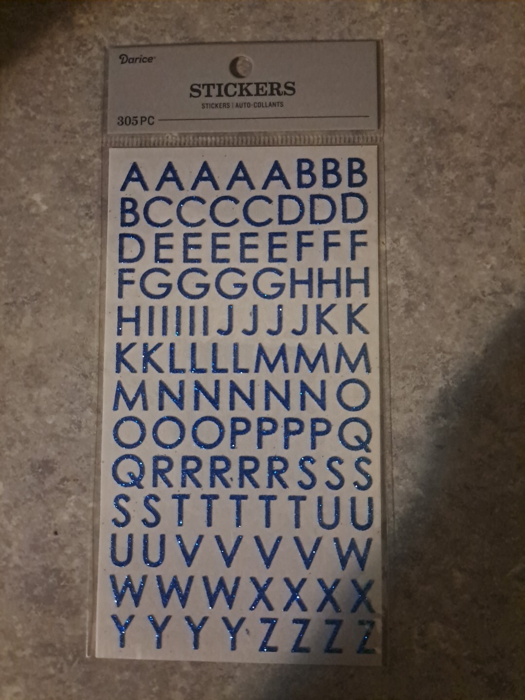Darice Blue Glitter Letter Stickers. 305 Pc.. 7/16″ High And Smaller.