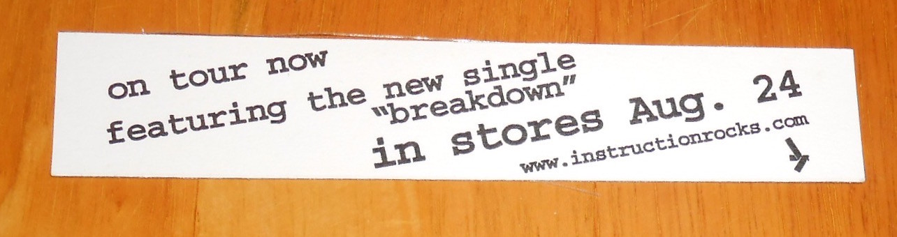 Instruction. Bumper Sticker Original Promo Arthur Shepherd Alt Rock 5.5×1
