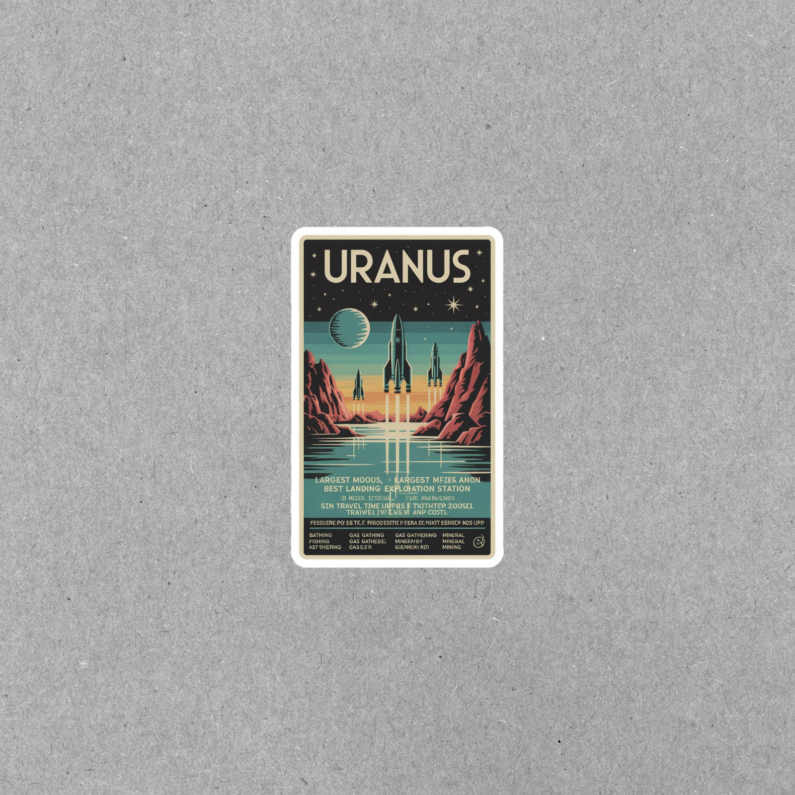 Vintage Space Travel sticker Sticker – Uranus Exploration Adventure #7057