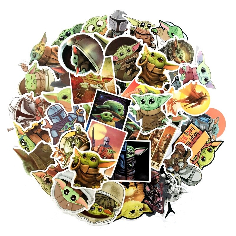 50 Pack Grogu Baby Yoda Stickers – USA Seller