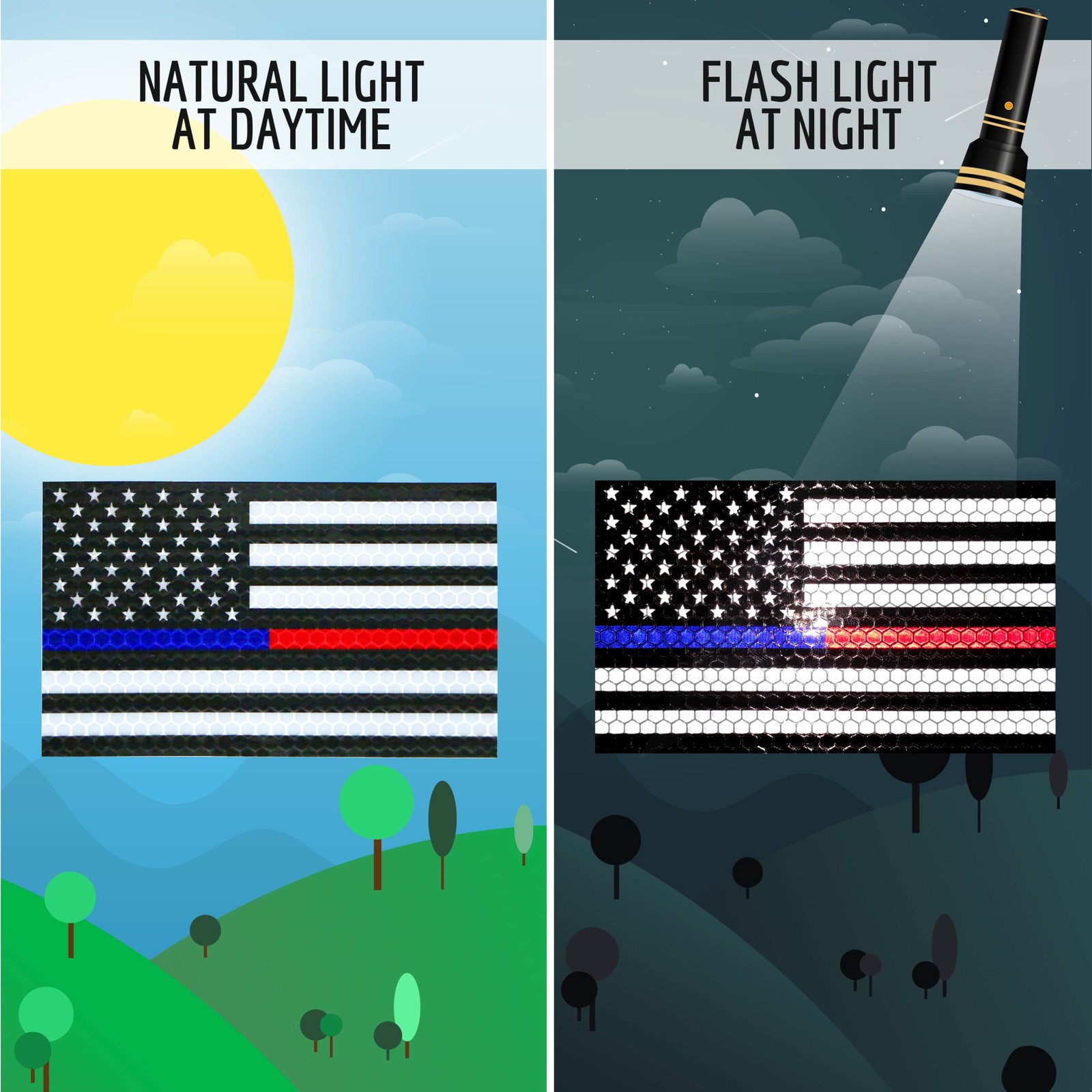 3PC Reflective Red and Blue Line Decal – 5×3 Inches – USA Thin Blue Red Line …