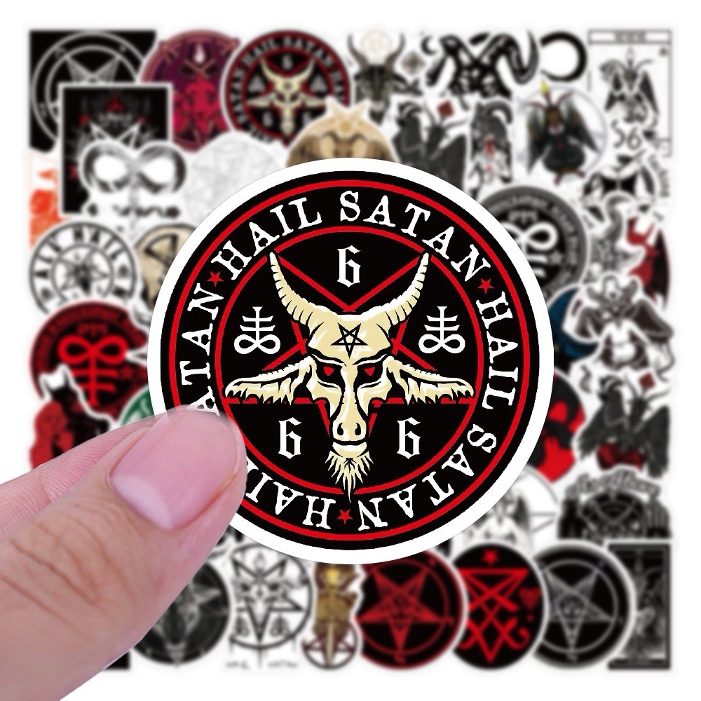 10 Random Satanic Stickers Devil 666 Decals Skull Satan Horror Red Free Shipping