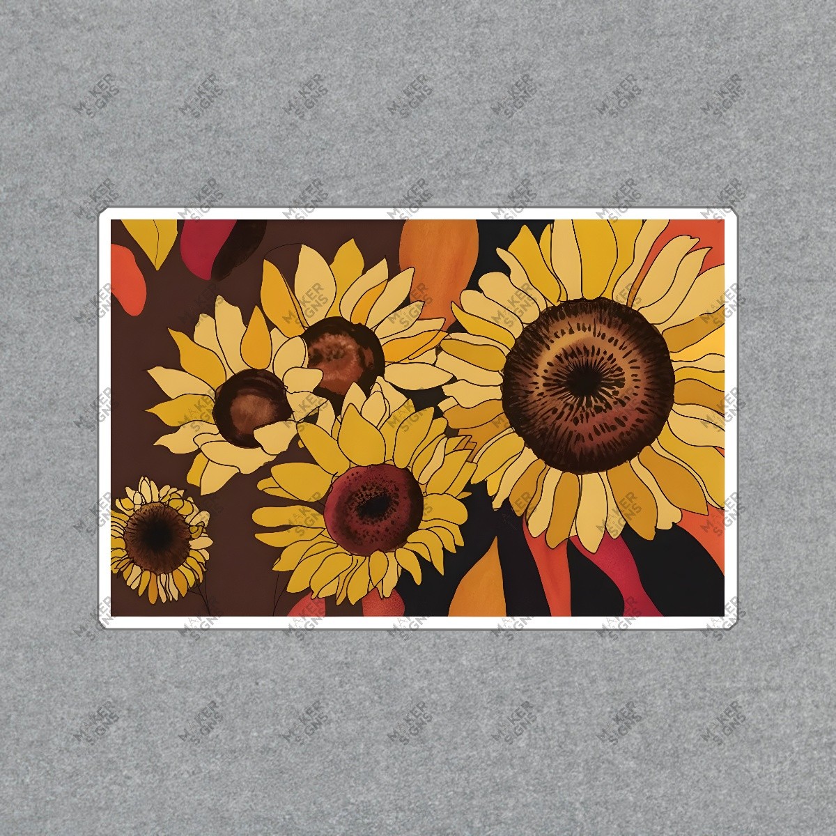 Vibrant Sunflower Art Print Colorful Floral Decor Autumn Home Wall #8207