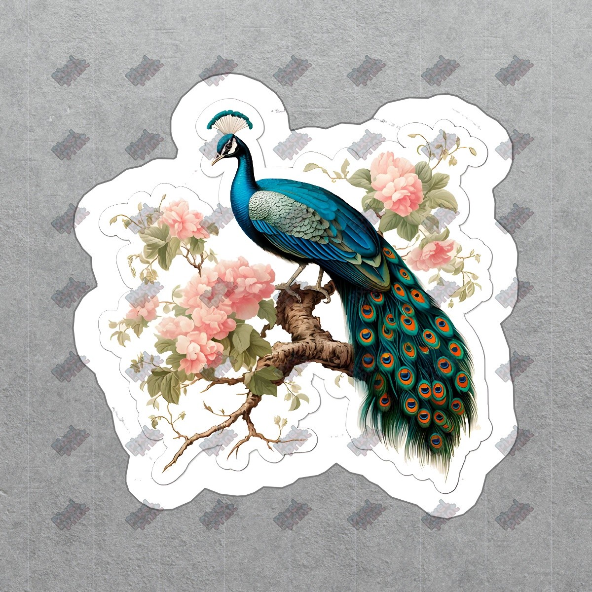 Vibrant Peacock Vinyl Sticker Decal Floral Design for Home Decor & #703623