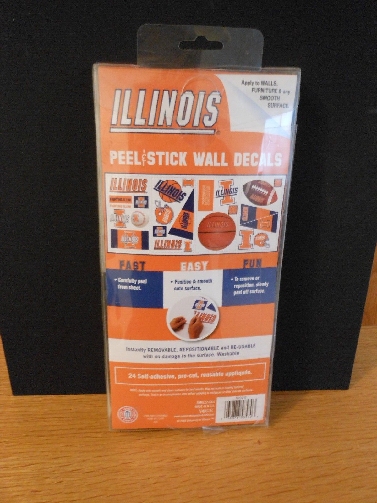 York Roommates Peel & Stick University Of Illinois Pack Of 24 Wall Decals