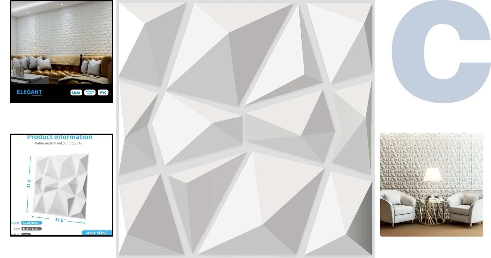 Transform Your Space with 33 Textured Matt White 3D Wall Panels – Diamond Style