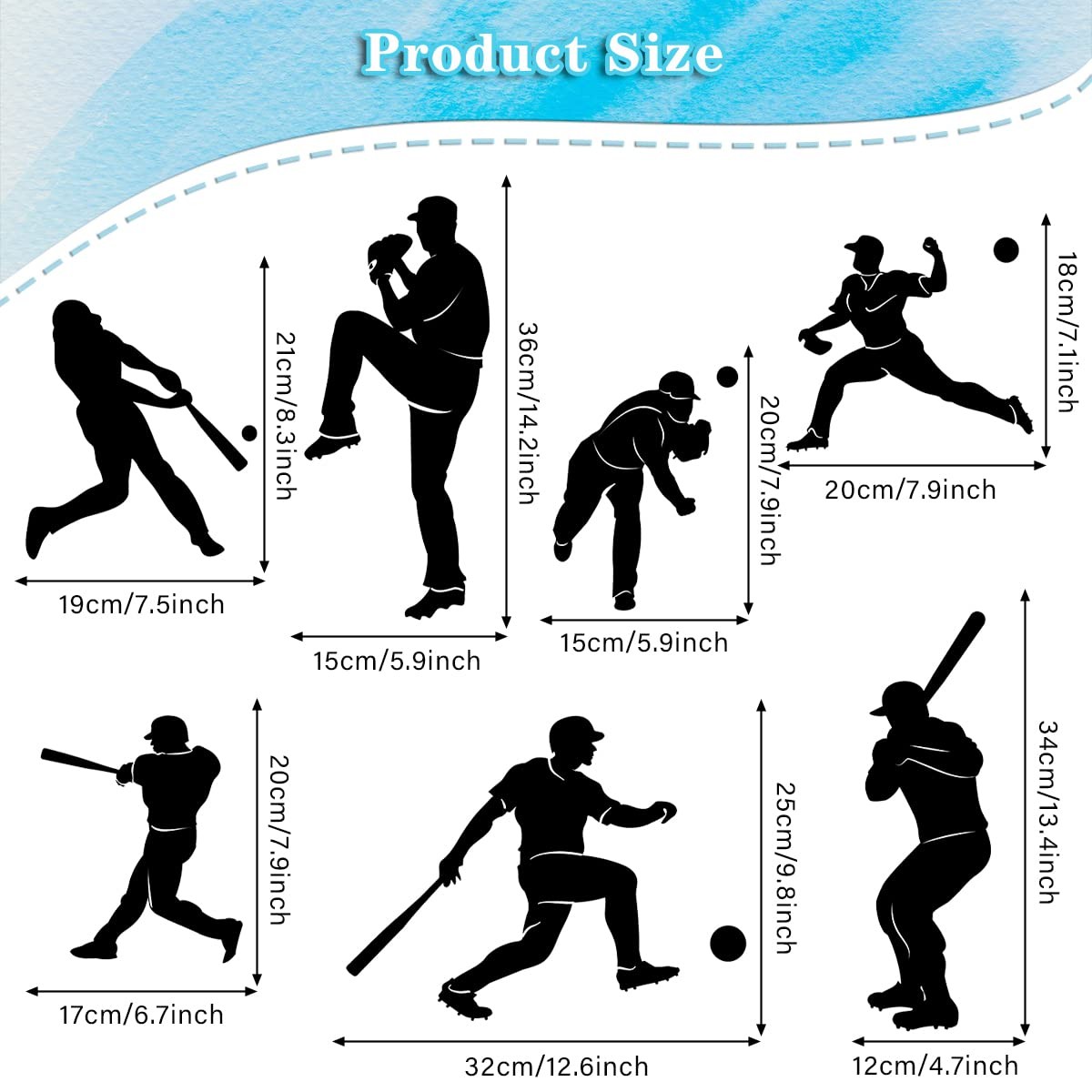 Removable Baseball Player Silhouette Wall Decals Baseball Sports Wall Sticker…