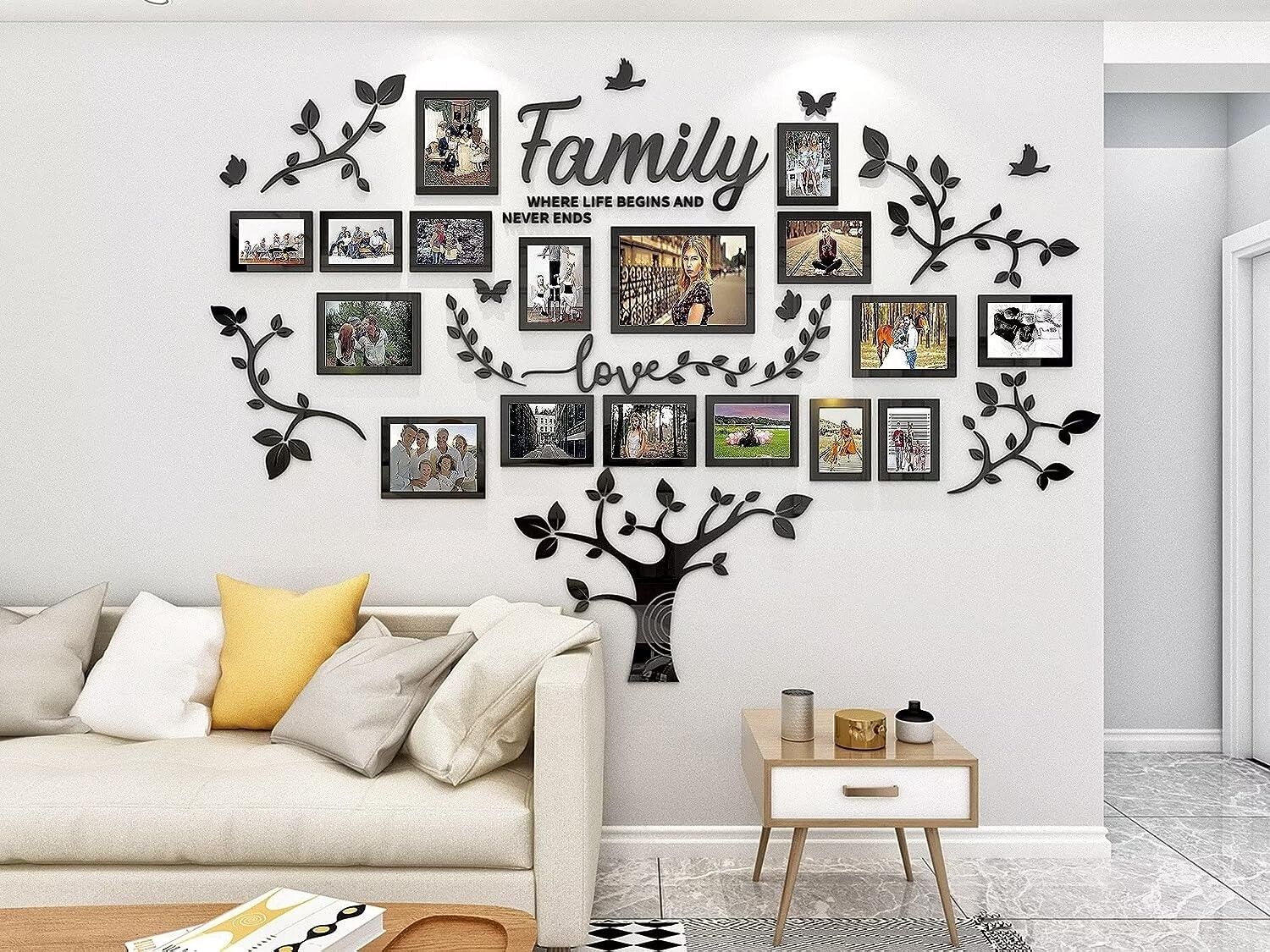 Premium Family Tree Wall Sticker – Acrylic – 57”x81” – 17 Picture Frames