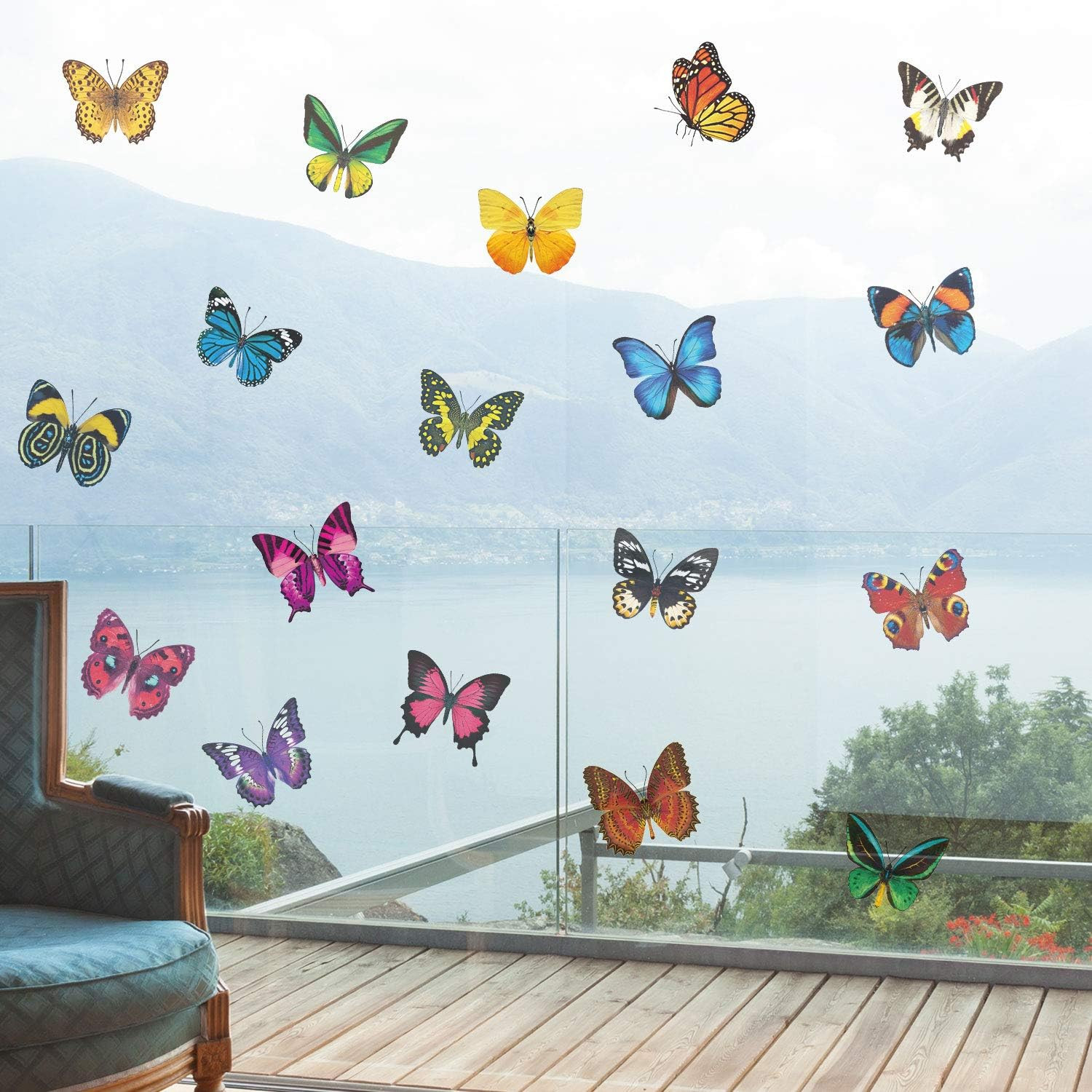 Outus 40 Pieces Butterfly Anti-Collision Window Stickers Christmas Decor Butterf