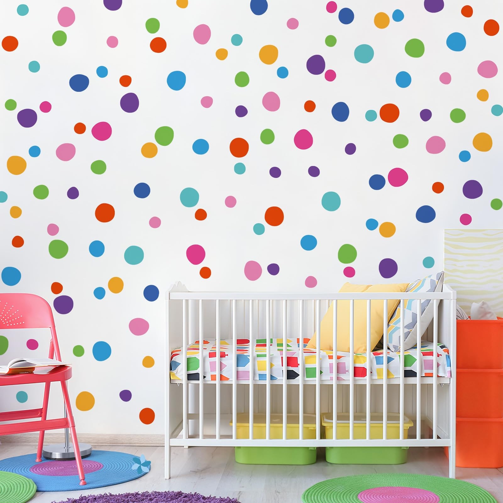 10 Sheets Polka Dot Wall Decals Irregular Colorful Dots Wall Stickers Peel an…