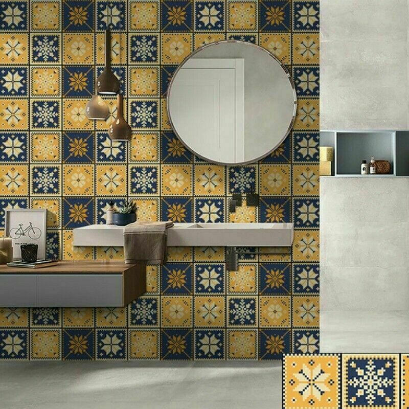 Waterproof Ceramic Tile Sticker Self Adhesive Kitchen 3D Floor Wall Stickers