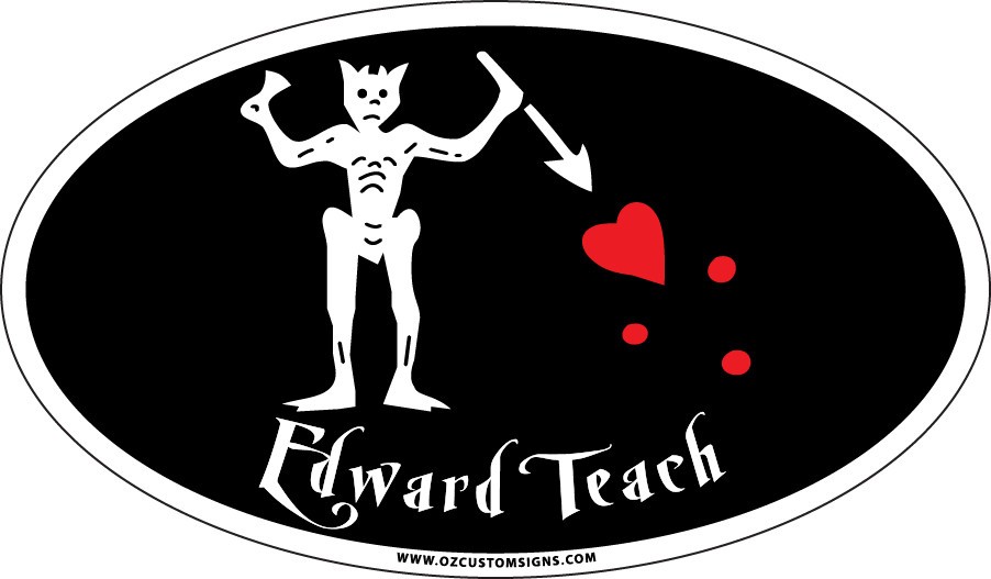 PIRATE – Edward Teach (Blackbeard) – Oval Full Color Decal/Sticker