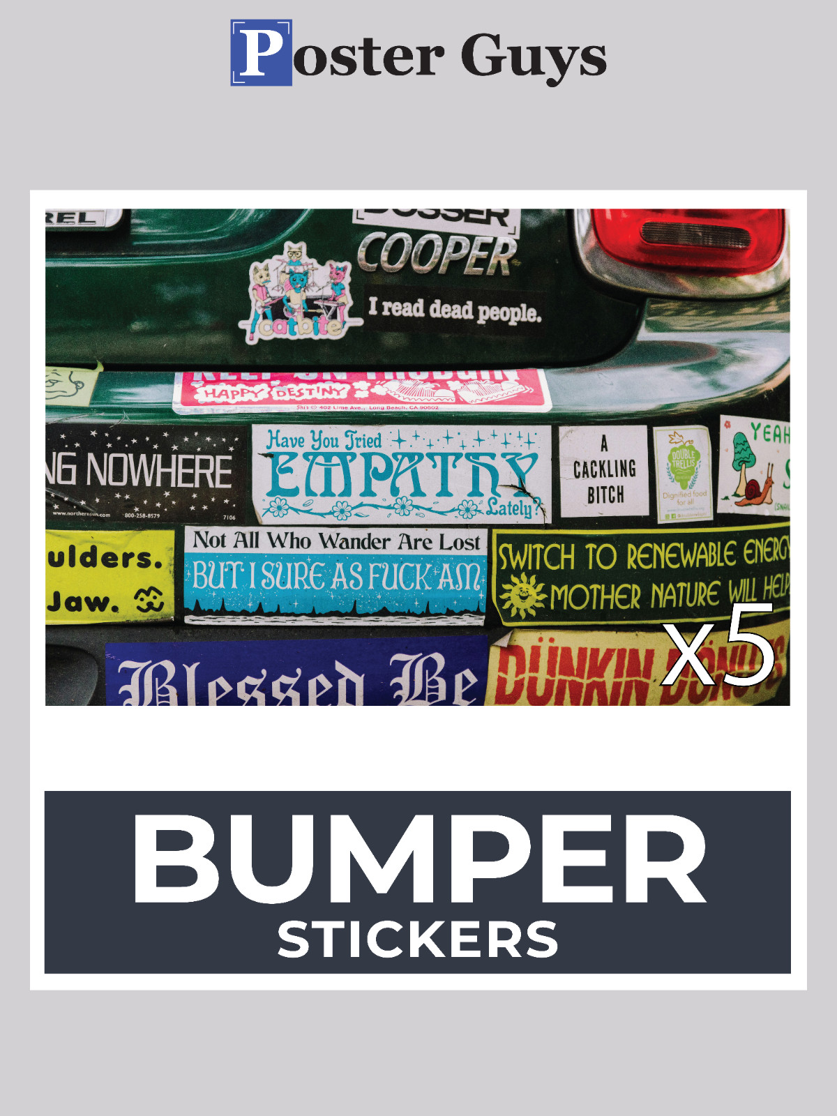 (x5) 6.5″ × 2.5 – Vinyl Adhesive Matte Stickers | Custom Window & Bumper Sticker