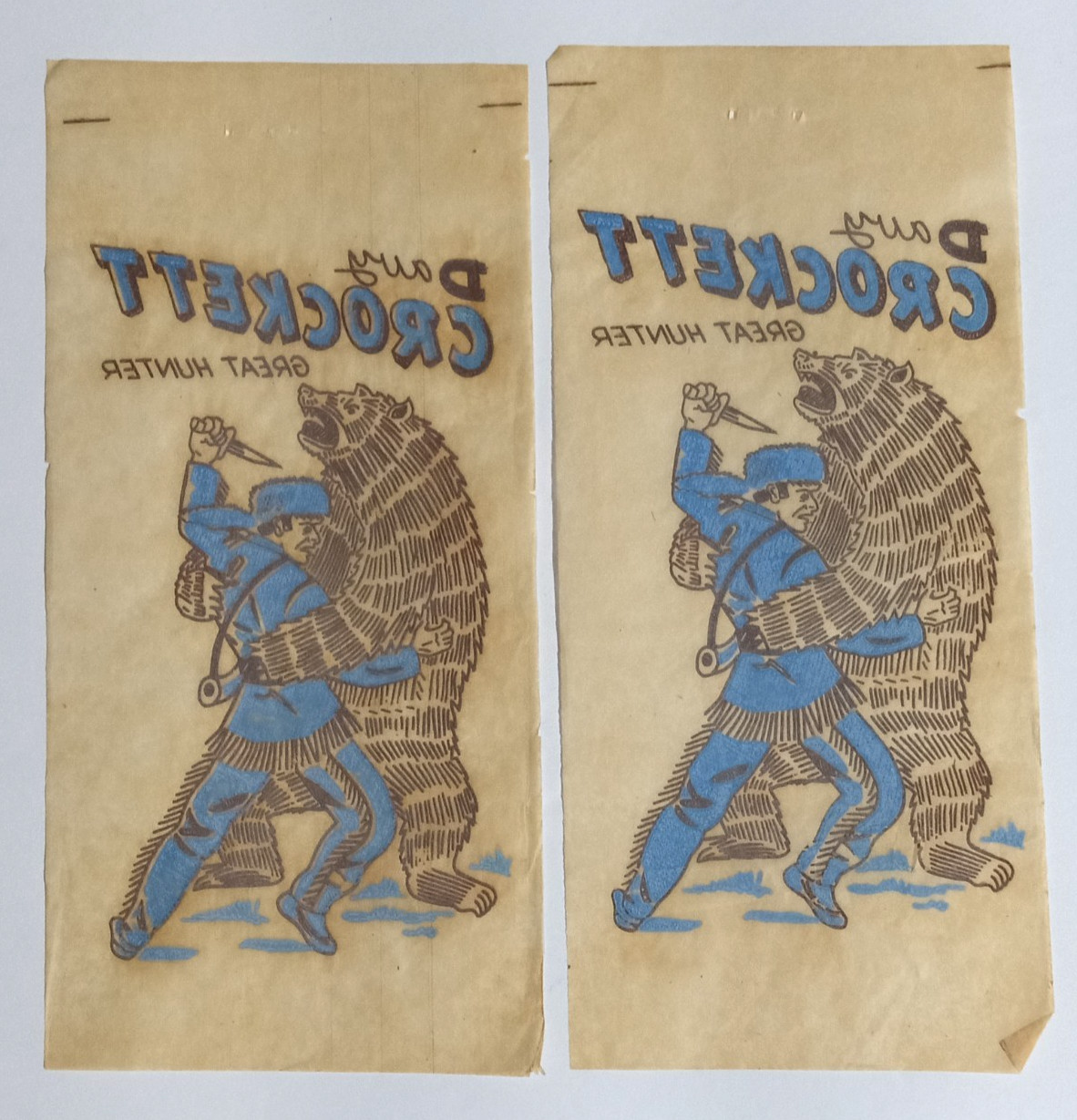 Vintage 1950s Iron On Transfers Davy Crockett (Qty 2 Decals) 3″w x 5.5″h each