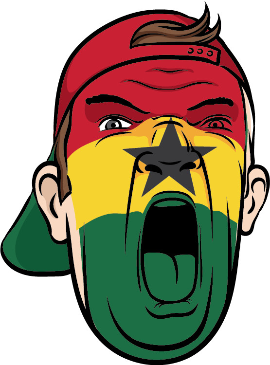 Ghana Football Fan With National Flag Car Bumper Sticker Decal