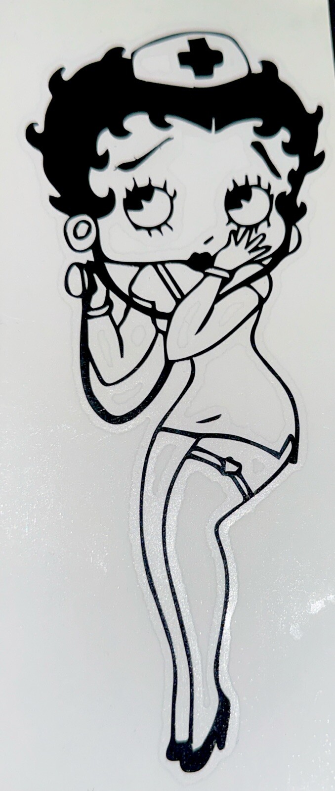 BETTY BOOP STICKER✨💋💄❤️👠💋✨7 1/4” X 3”✨GLOSSY✨SEXY & CUTE✨🔥HOT NURSE❤️‍🔥