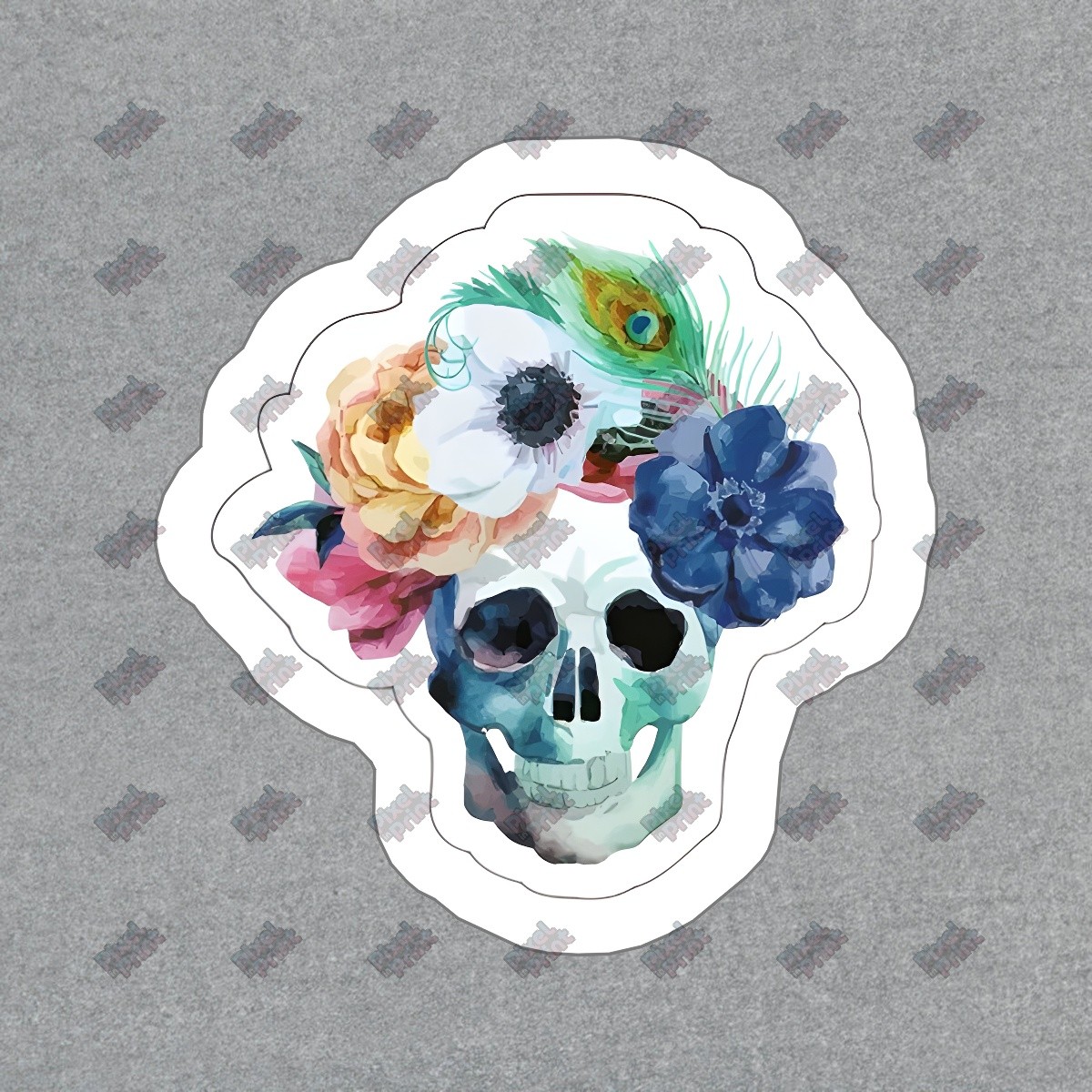 Colorful Floral Skull Vinyl Sticker Bohemian Decor Trendy Laptop & #525818