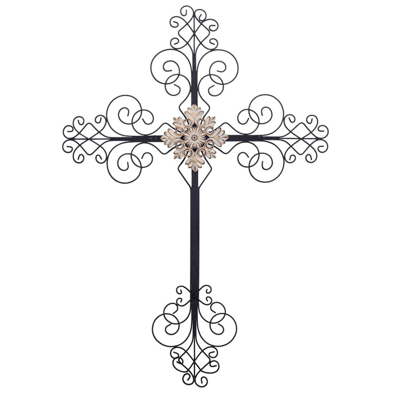 Metal Wall Cross black 16″