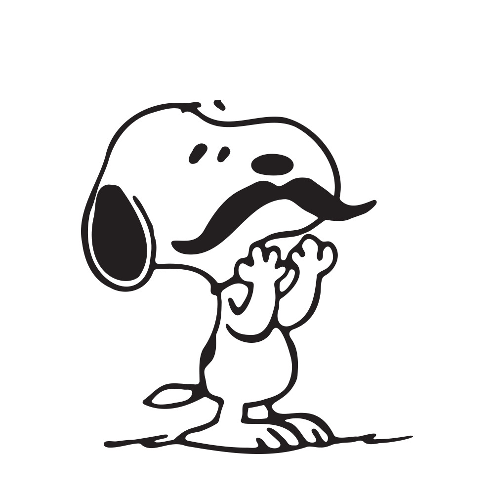 Peanuts Snoopy sticker with Mustache with a glossy finish 3.3″W x 3.5″H