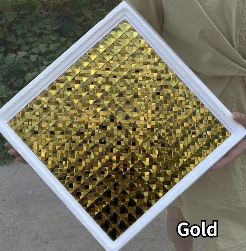 1x Mirror Glass Crystal Wall Tile Sticker Self Adhesive Diamond Backsplash Decal