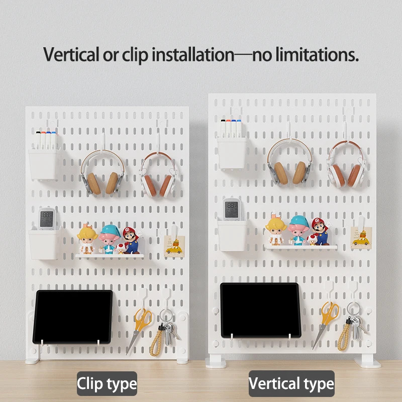 Home & Office Desktop Pegboard: Height-Adjustable Standing Storage Rack for Supp