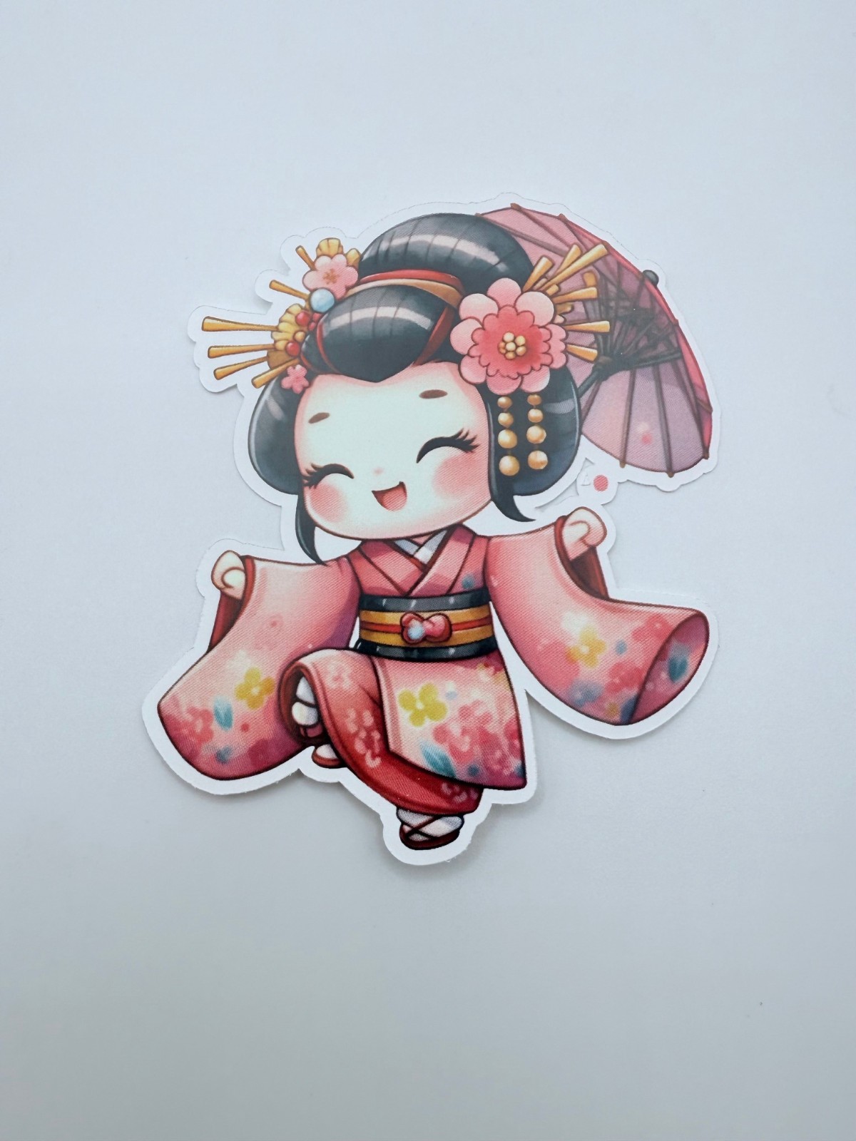 Brand New Cute Anime Japanese Kimono Geisha Sticker 3.25″ by 3.25″