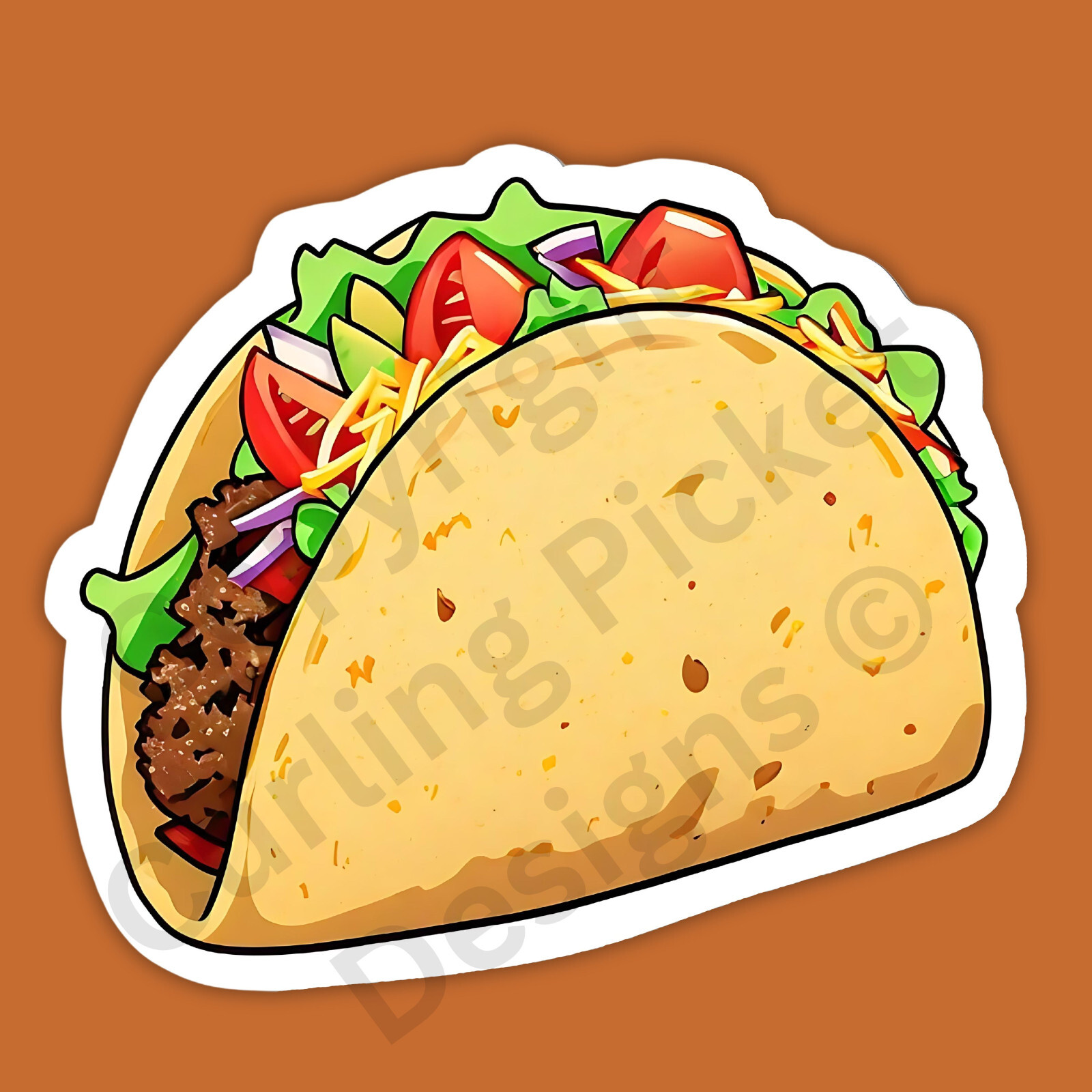 Taco Mexican Street Food Spicy Salsa Delicious 3″ Vinyl Sticker