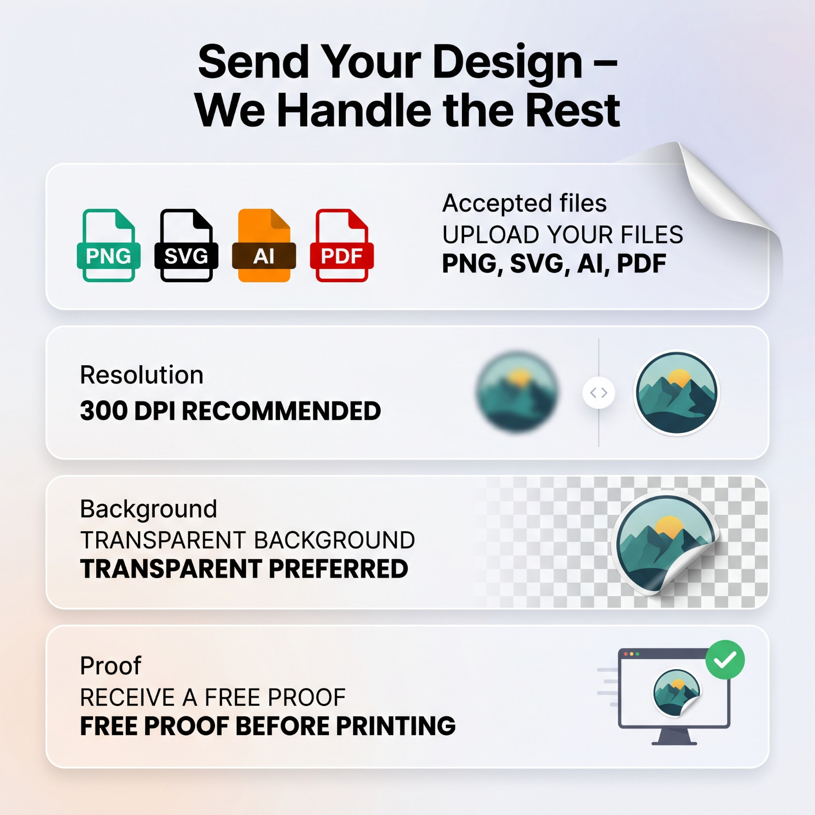 Custom Printed Vinyl Stickers Die Cut Logo Waterproof UV Resistant 2″–20″ Sizes