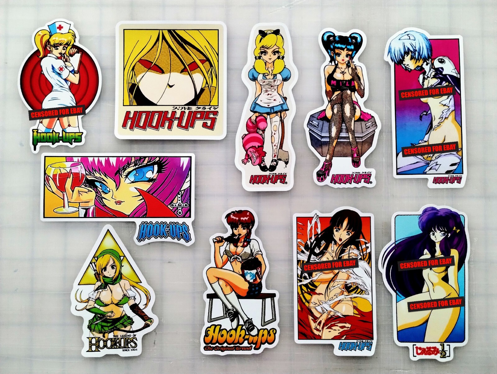 Hook-Ups Sticker Pack SET 1 Reproduction Anime Girl Santa Cruz Flip Baker