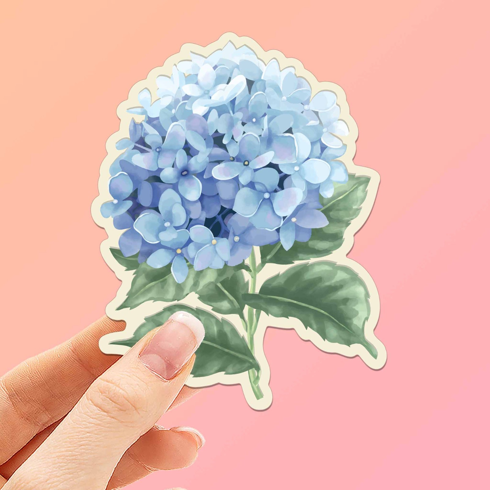 Mini Hydrangea Sticker for Plant Lovers – Nature Decal for Water Bottle & Laptop