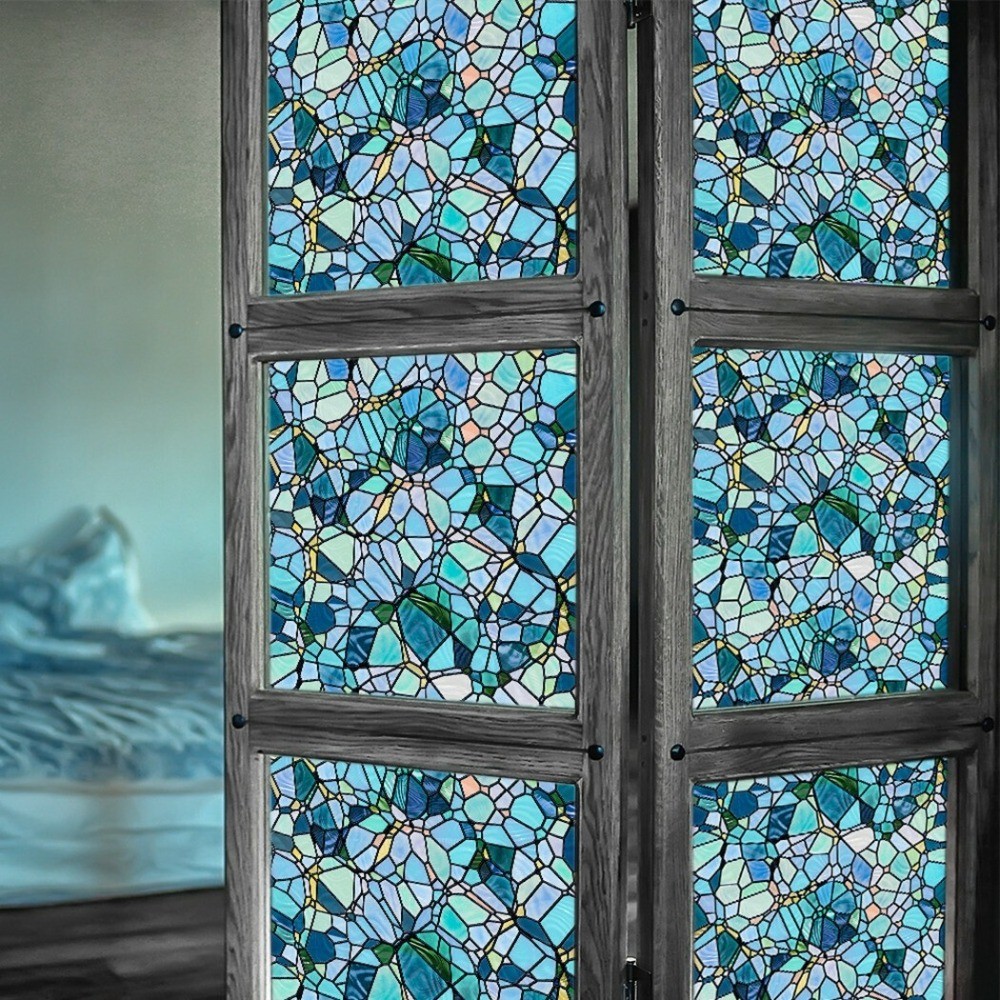 Frosted Floral Static Cling Stained Glass Door Window-Film Sticker Privacy-Decor