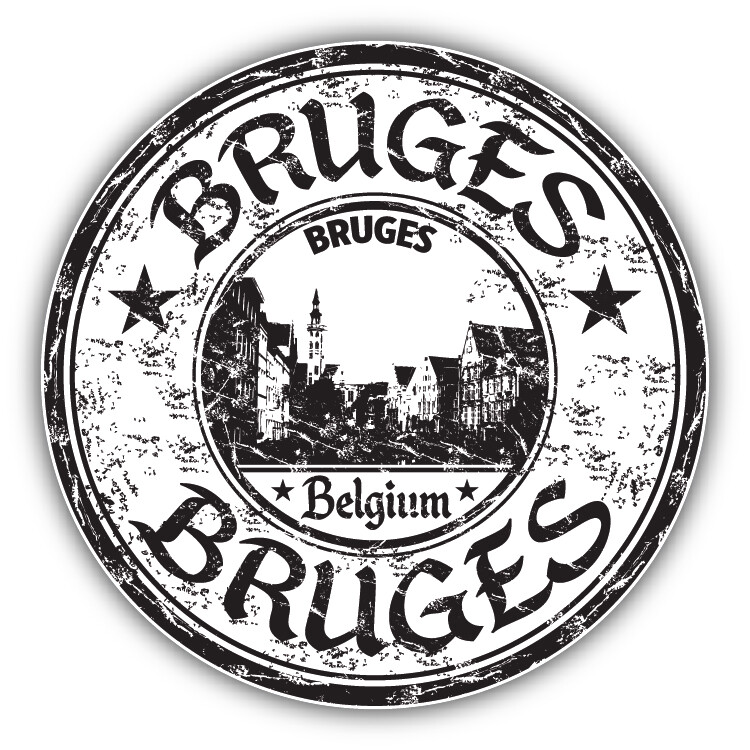 Bruges City Belgium Grunge Rubber Stamp Bumper Sticker Decal