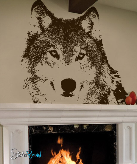 Wolf Face Wall Decal. Outdoors theme decor. #521