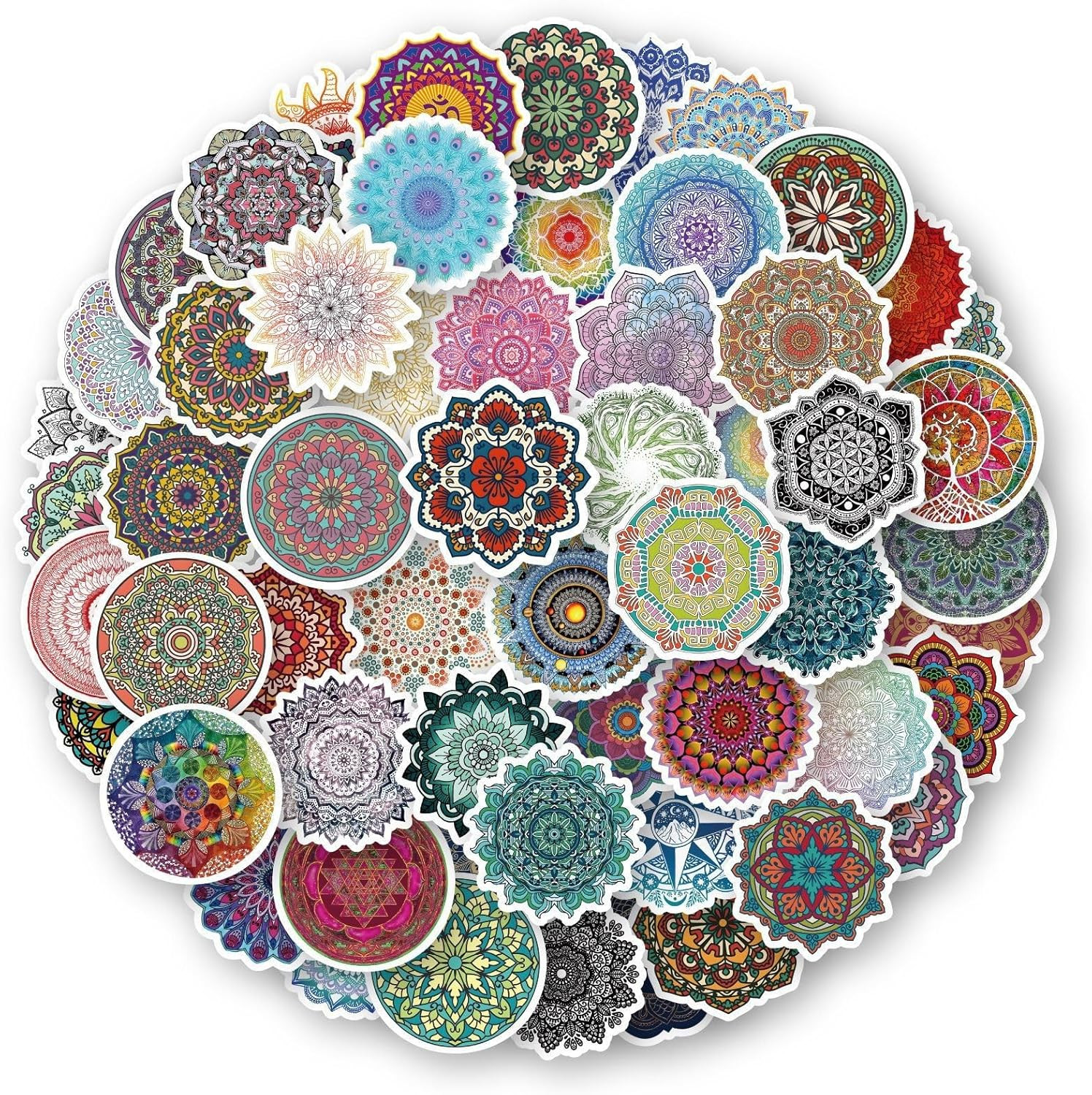 60PCS Mandala Stickers for Laptop Water Bottle, Aesthetic Waterproof Vinyl Decal