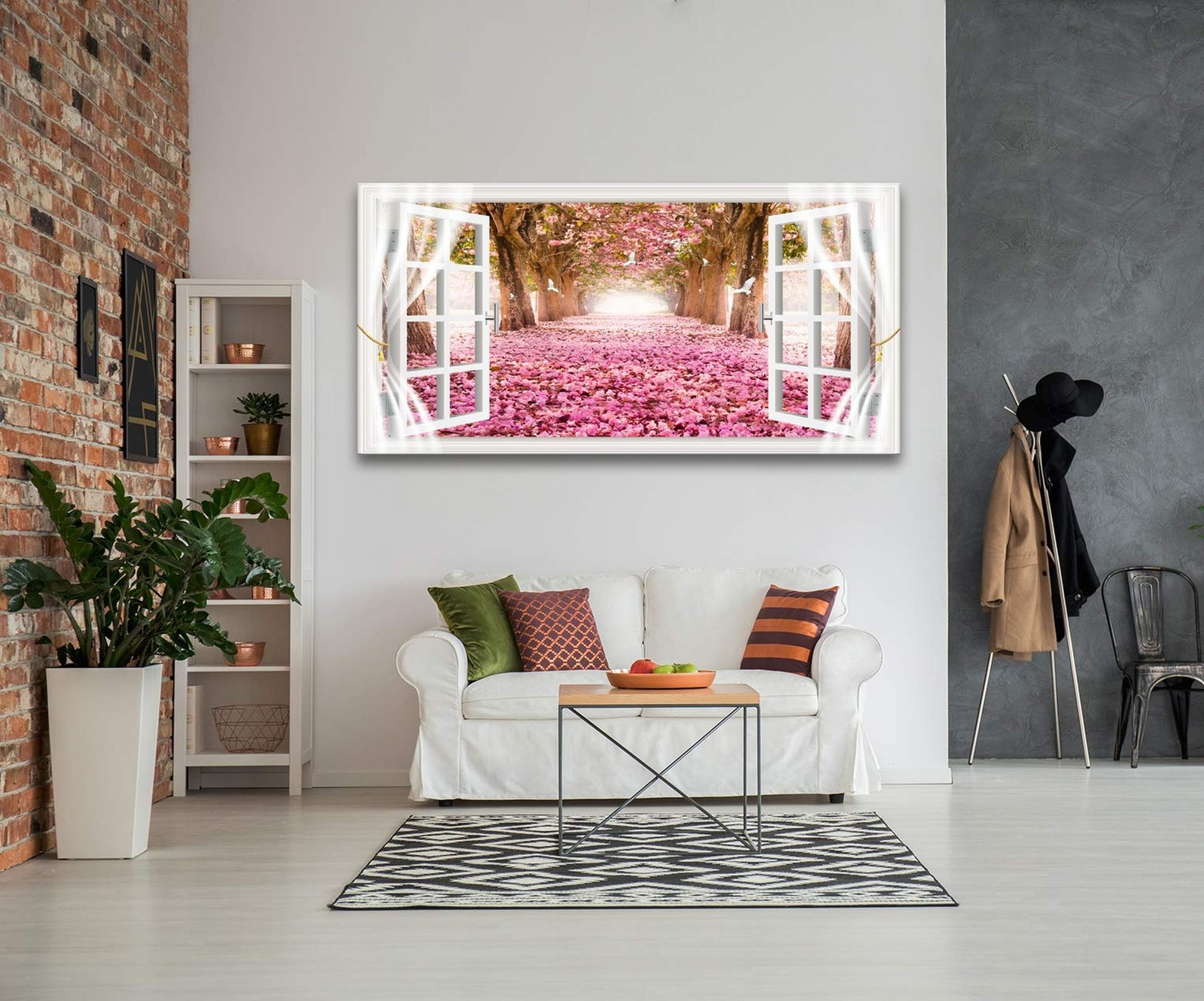 AH40174 Wall Art CanvasTrees and Pink Rose Paintings Printed Pictures Stretch…