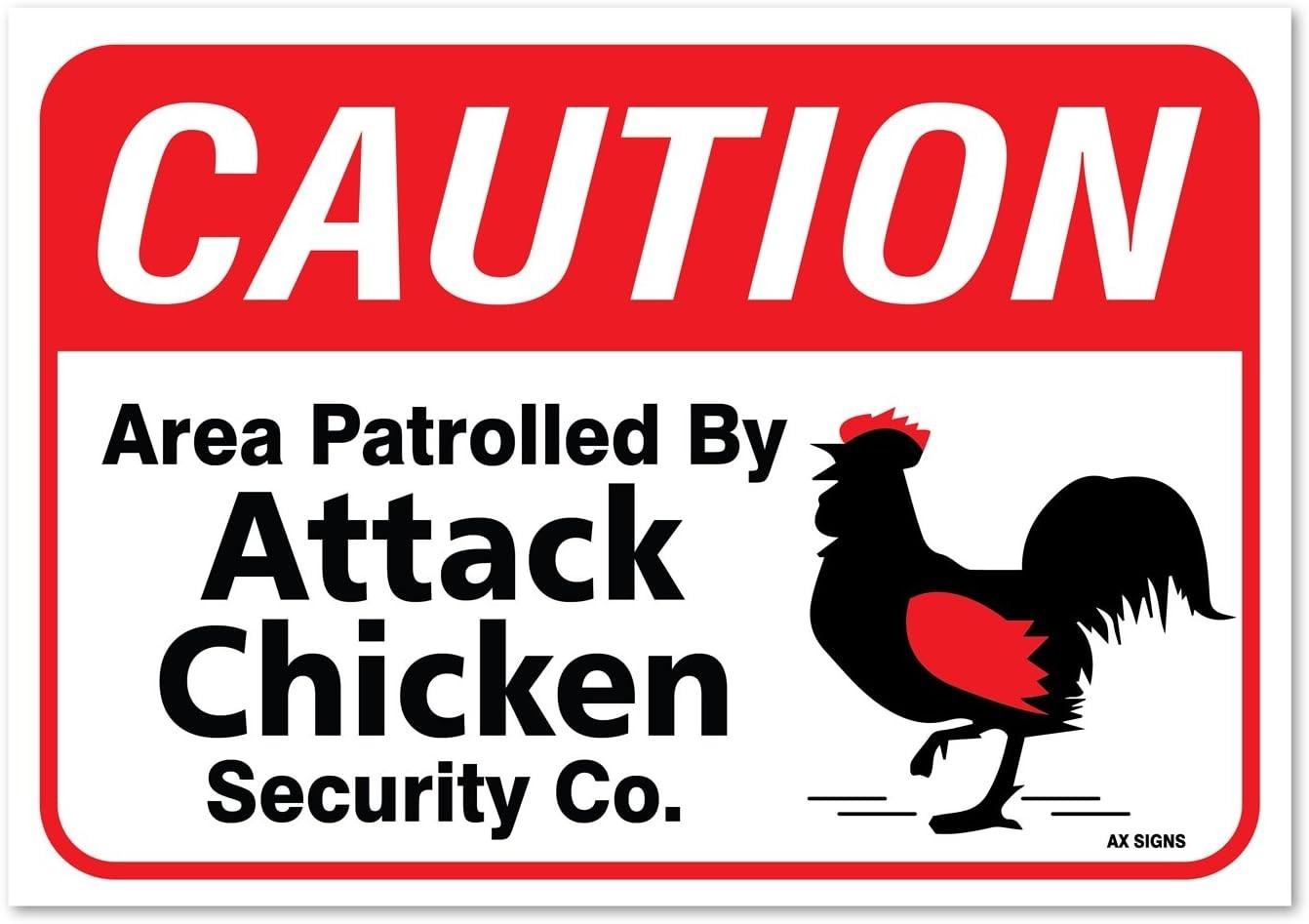 (2 Pack) Area Patrolled by Attack Chicken Security Co Sticker 7 x 10 Inches