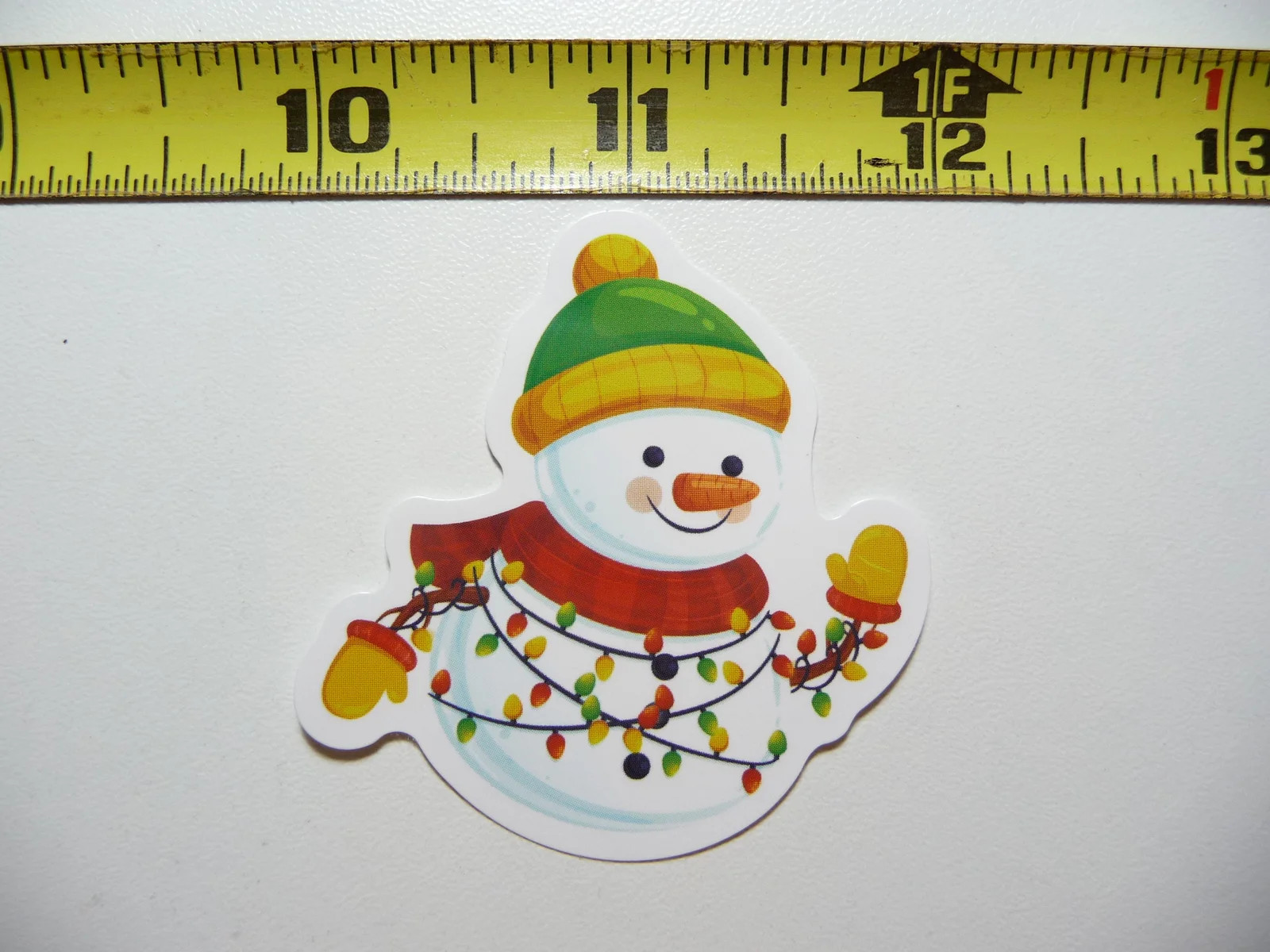 CHRISTMAS LIGHTS ON SNOWMAN SMALL STICKER DECAL WINTER HOLIDAYS CHRISTIAN FUN