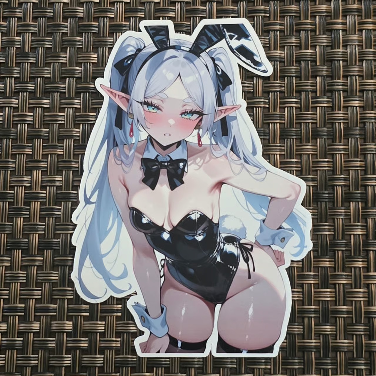 Frieren kawaii black bunny suit waifu sticker