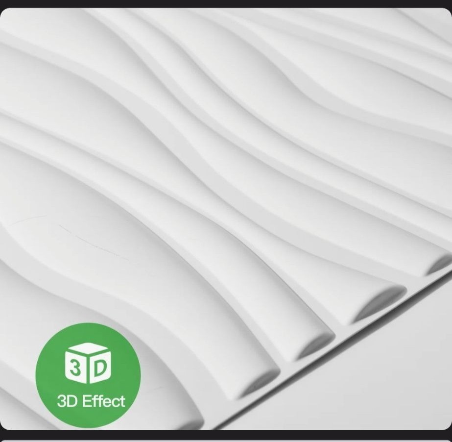 Set of 40-3D Wave Design PVC Wall Panels 12″x12″ Sq. Ft. Coverage White Wall