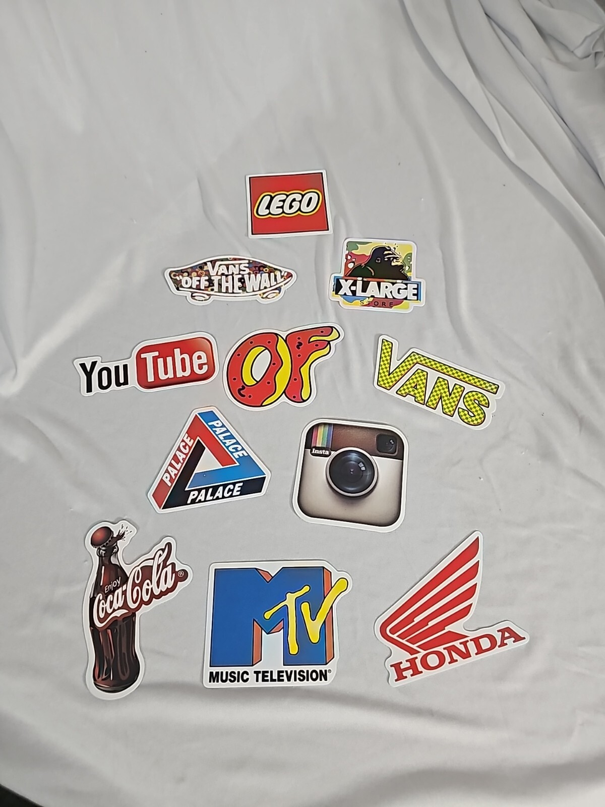 11 stickers advertize M TV Honda coke vans You Tube Lego Palace X-Large Insta OF