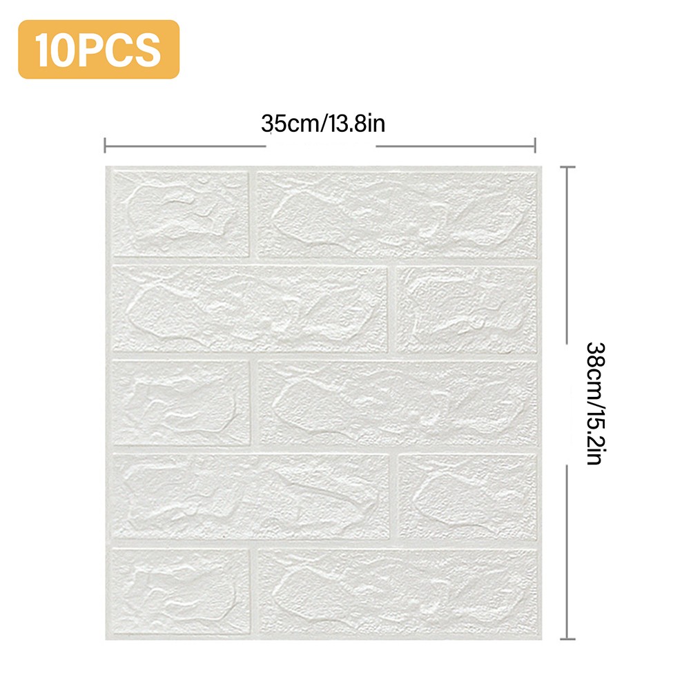 10pc 3D Foam Brick Stone Wall Panels Marbing Wallpaper Self Adhesive Waterproof