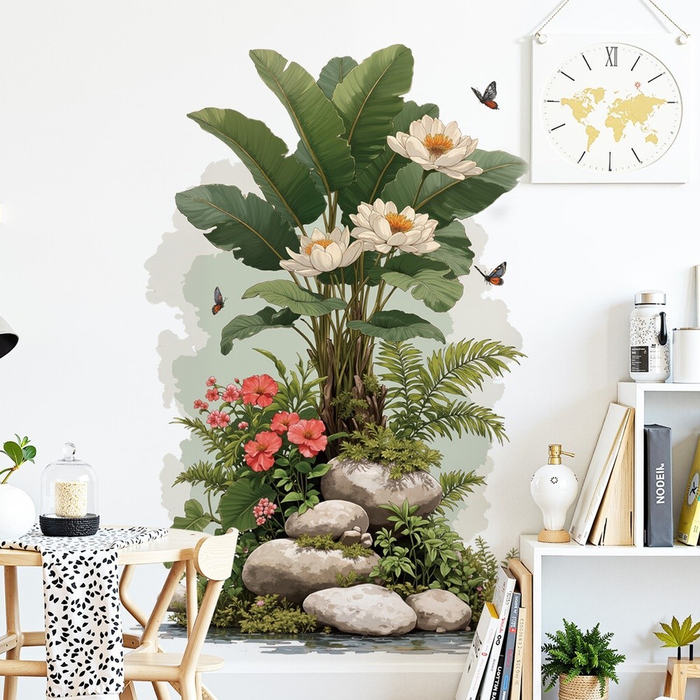Waterproof PVC Extra Large Modern Minimalist Flower Wall Sticker 82.5×54.5cm