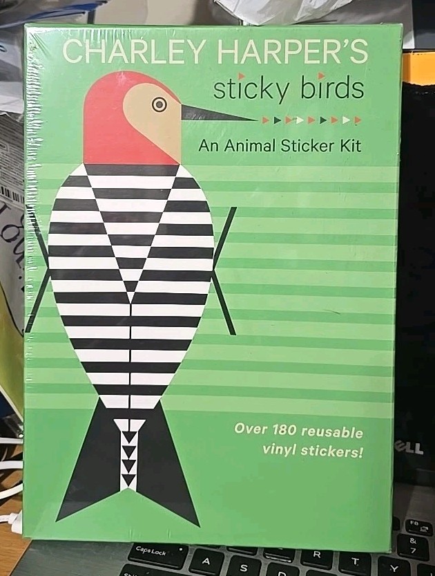 Charley Harper’s Sticky Birds, Animal Sticker Book, Reusable Vinyl Stickers, New
