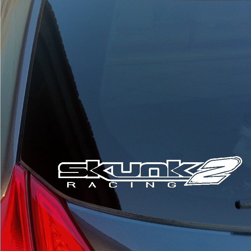 Two Skunk2 Racing Vinyl Stickers Honda All Motor ECU exhaust coilovers cams DOHC